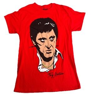 Scarface SZ M Official Double Sided Graphic Red T shirt Rare Unique Gangster Mob